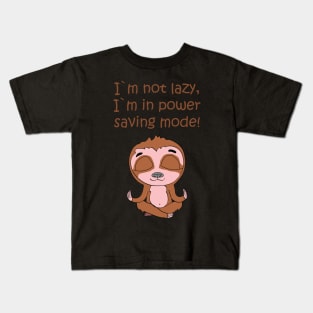 Funny Cute Sloth in power saving mode Kids T-Shirt